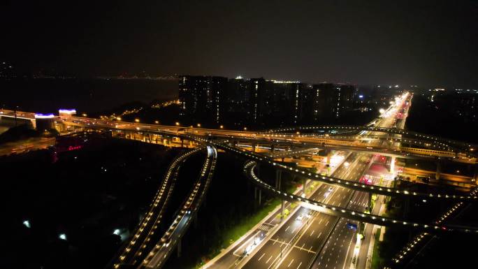 城市立交桥车辆车流夜景视频素材64