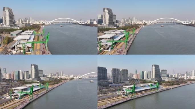 上海黄浦江两岸星美术馆卢浦大桥货船
