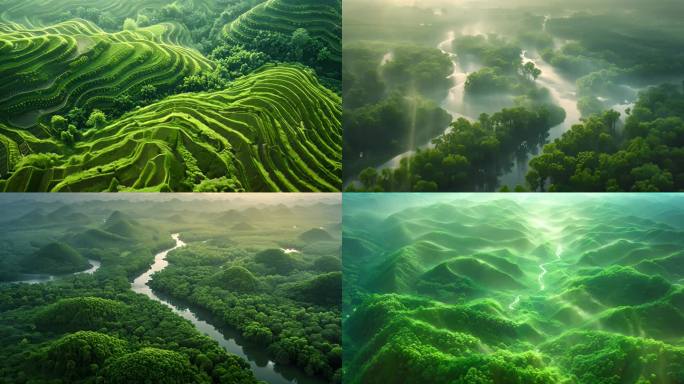 绿色森林 梯田 美丽中国 大自然 山河