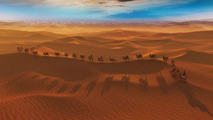 沙漠 骆驼 丝绸之路 一带一路 驼队
