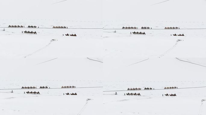 敦煌鸣沙山月牙泉雪景4k素材