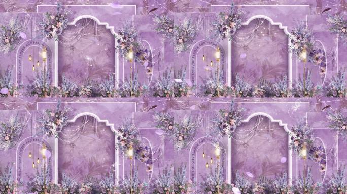 XZZ14紫色婚礼视频花艺法式小香风背景