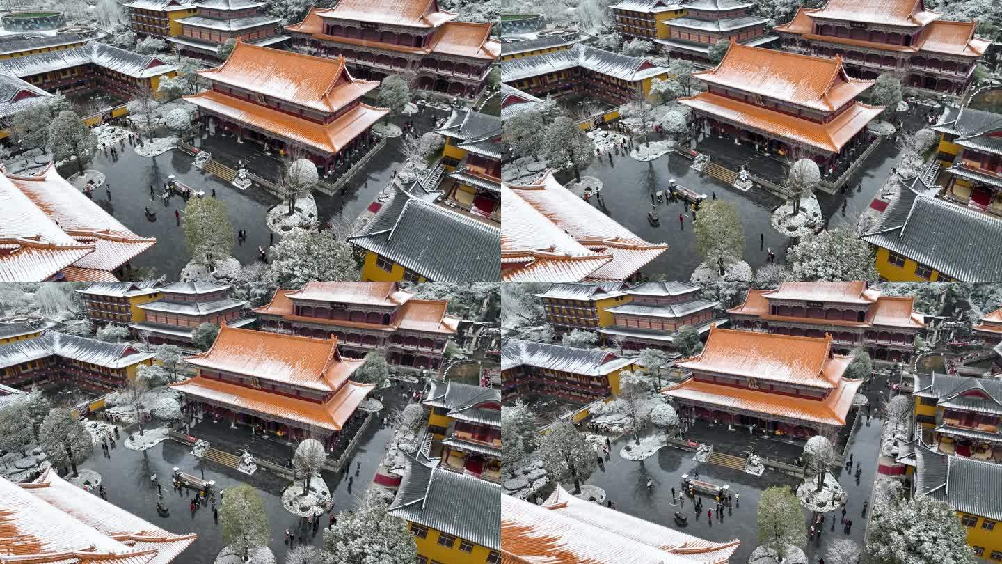 西普陀寺左环绕下雪
