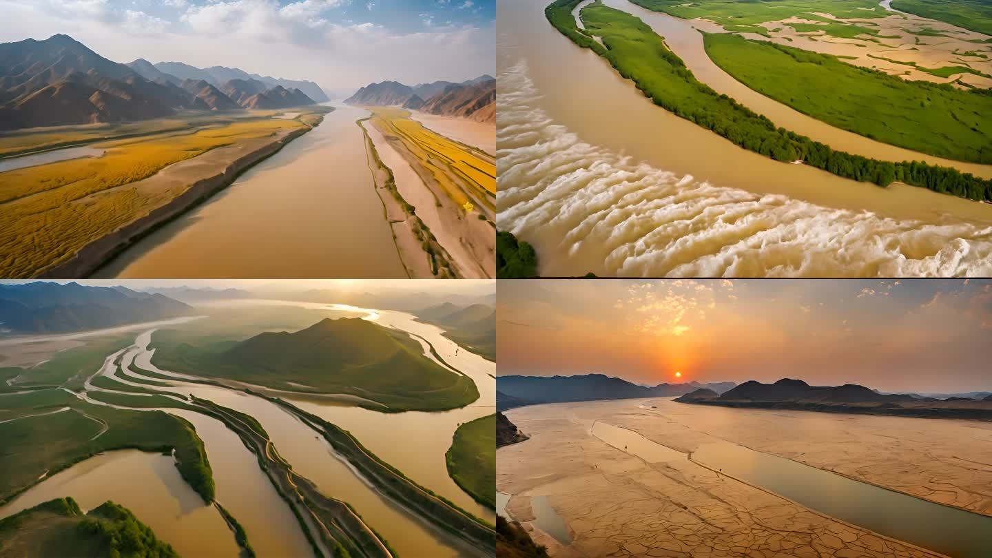 大川大河江河湖水中国河黄河视频素材