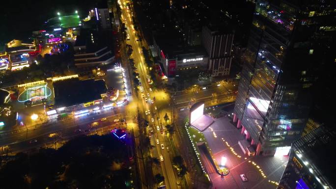 南京市玄武区鼓楼公园紫峰大厦夜景航拍