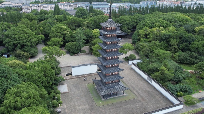 上海松江方塔园航拍