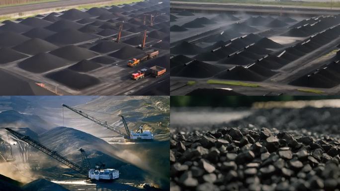 煤场航拍 煤场运输 煤炭港口