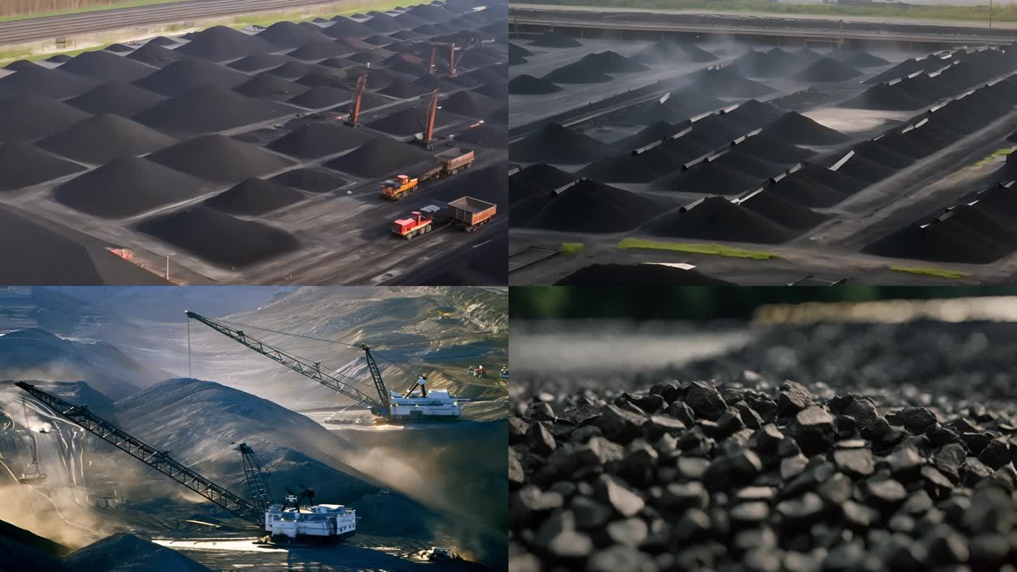 煤场航拍 煤场运输 煤炭港口