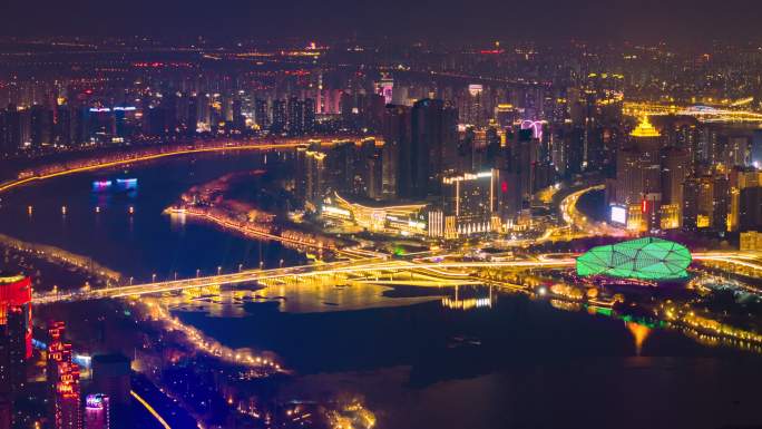 浑河大桥 城市夜景 河流