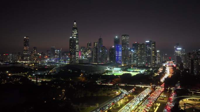 深圳南山区滨海大道后海夜景延时航拍