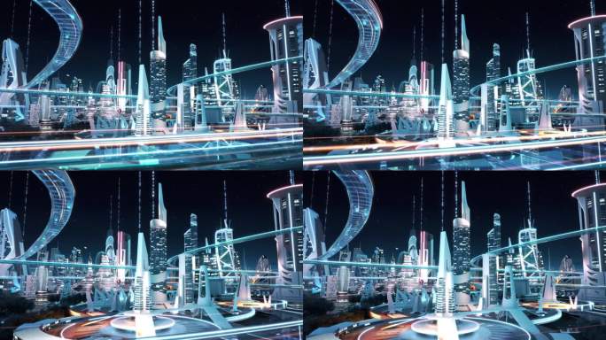 科幻未来城市元宇宙城市互联智慧城市AI
