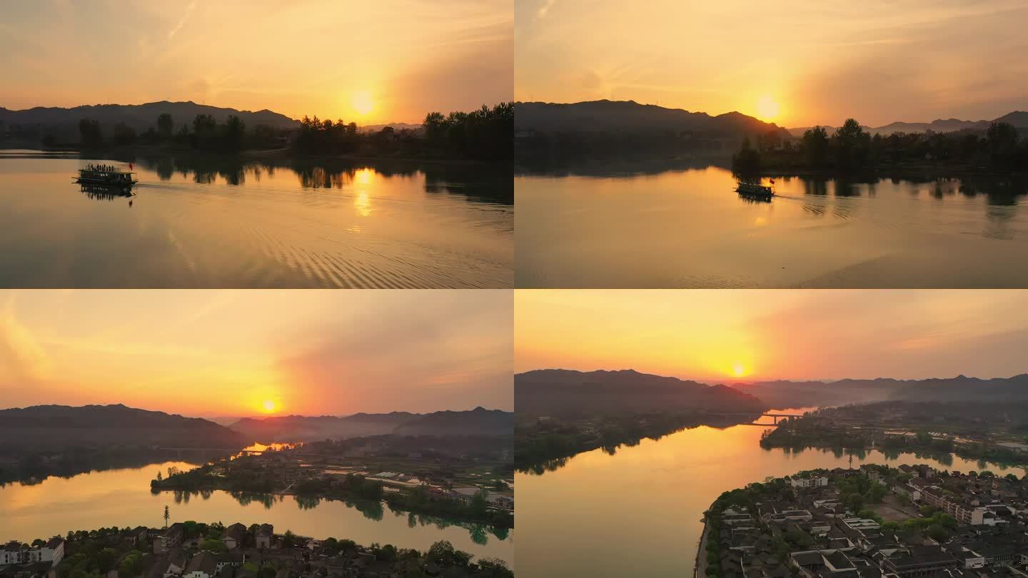 怀化市洪江市黔城4K航拍风景河旅游景点