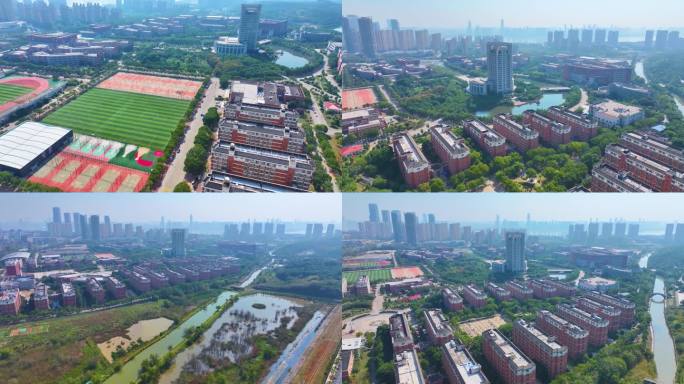 江西南昌航空大学前湖校区校园航拍风景风光