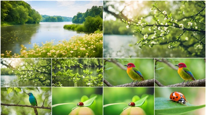 【合集】七星瓢虫鸟小鸟自然森林树林