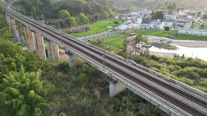 京九铁路铁路桥梁空镜长视频