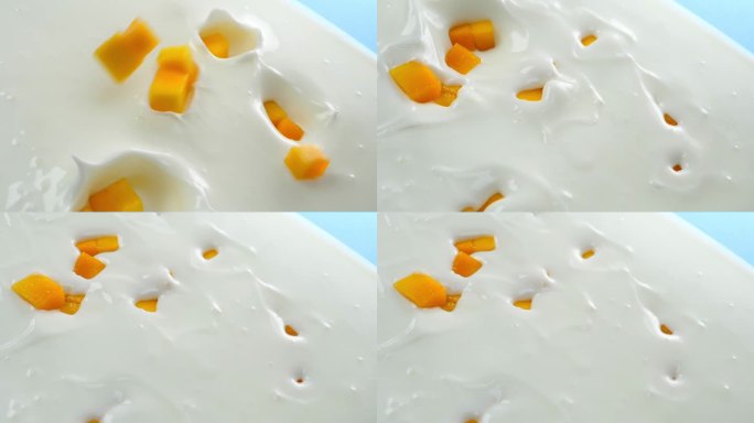 【原创可商用】芒果落入牛奶