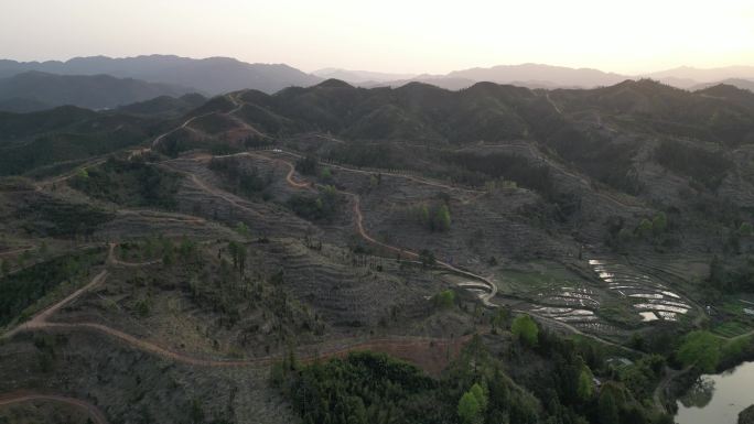 乡村旅游  美丽乡村夕阳大景