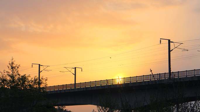 绵阳城市素材夕阳 高铁