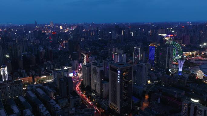 长沙夜景延时航拍