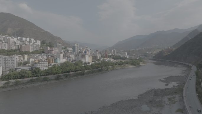 云南怒江州怒江和城市4K航拍log素材