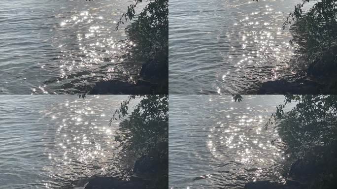 湖面波光粼粼意境素材原声实拍