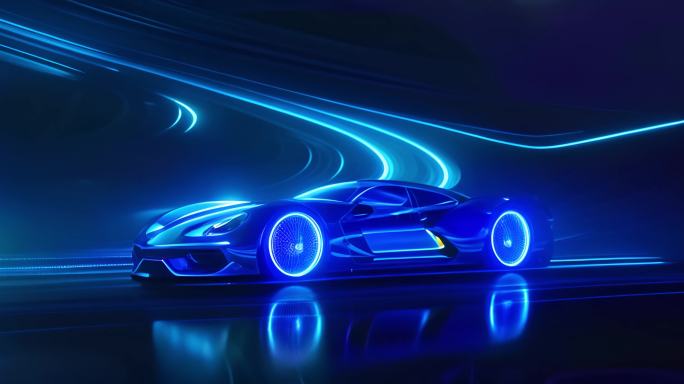 新能源汽车展示，蓝色科技未来背景
