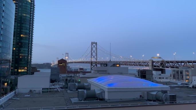 美国旧金山海湾大桥BayBridge夜景