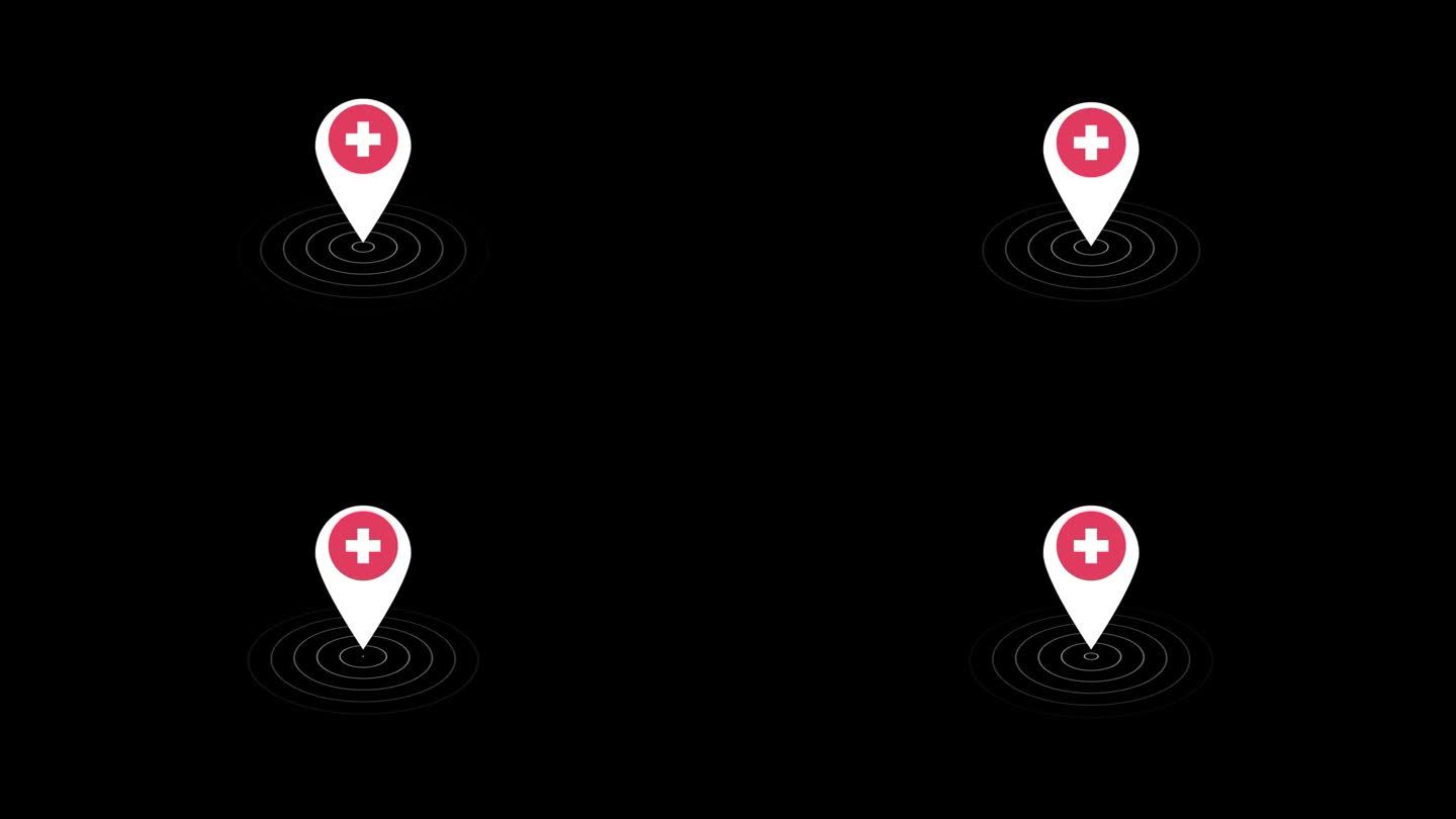 丹麦国旗图标GPS定位跟踪动画黑色背景