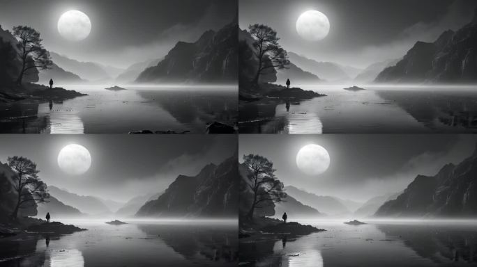 中国风水墨山川山水动画