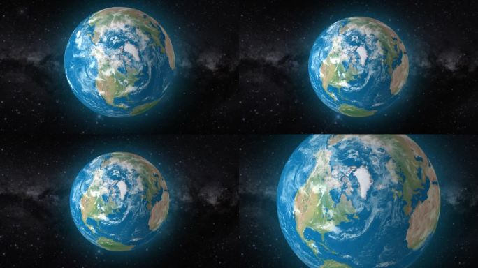 电影视频背景展示了现实的全球旋转，放大在拉布拉多海|现实的地球旋转和放大在拉布拉多海视频背景在4K