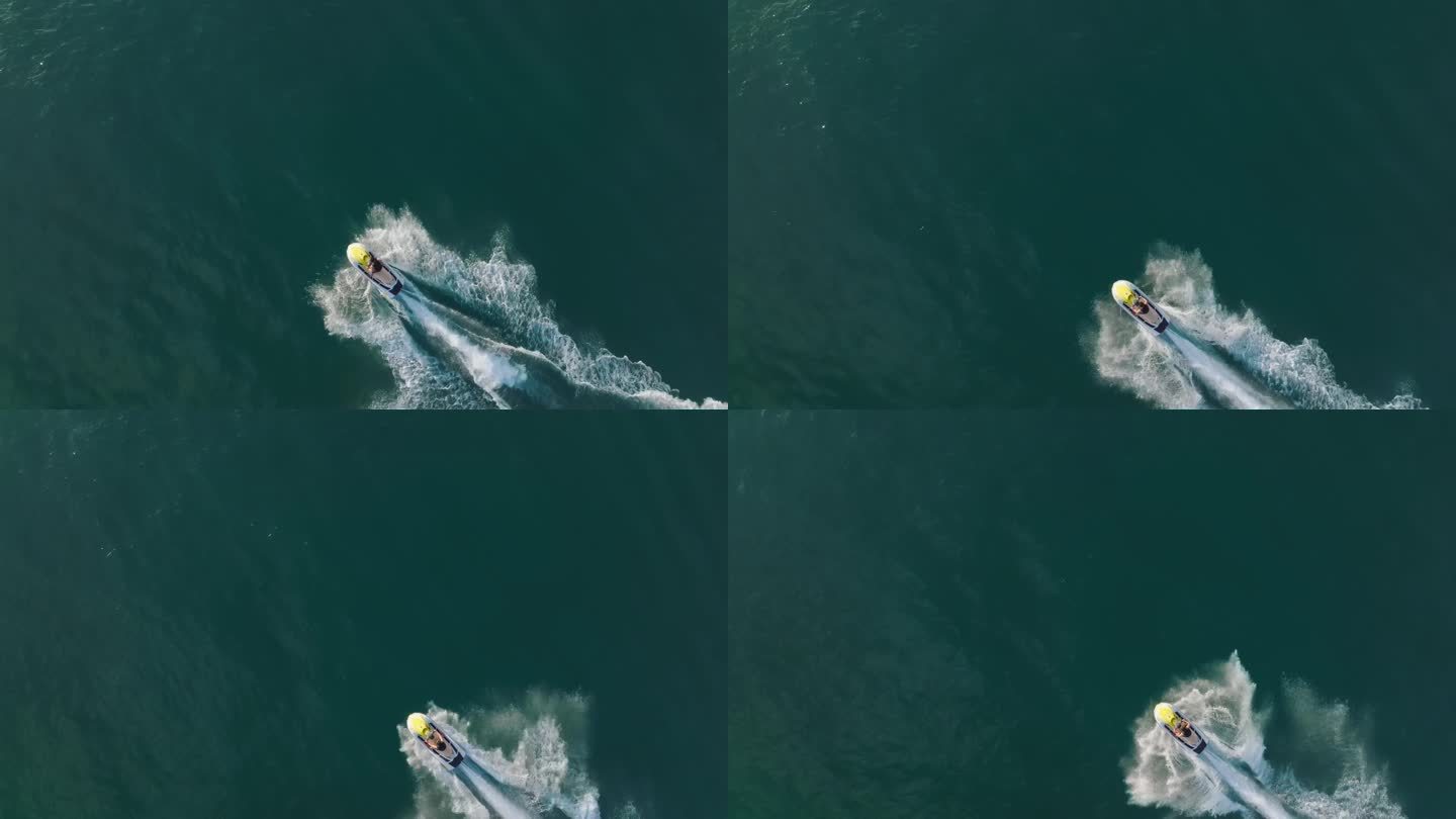 摩托艇在大海行驶自由冲浪