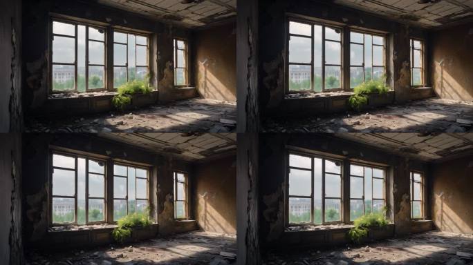 废墟环境背景室内窗户意境5
