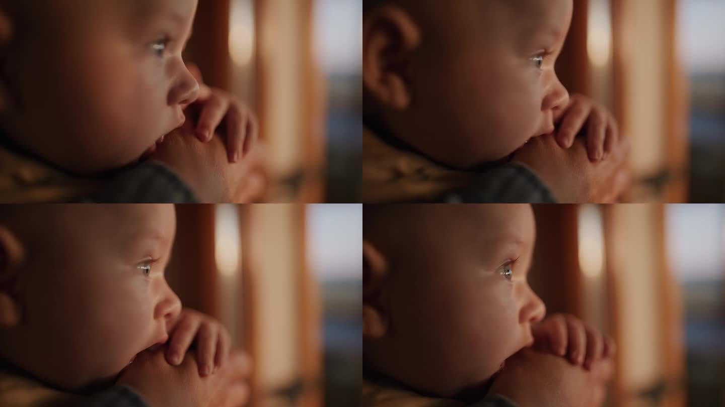 《迷人的纯真:日落之窗下婴儿的好奇心
