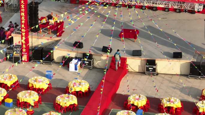 广东佛山顺德千人酒席高空航拍