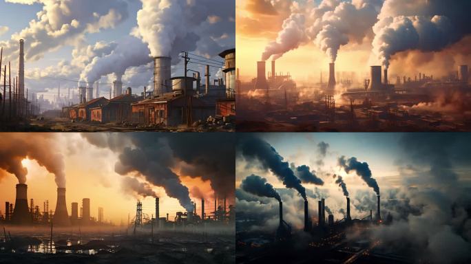 工厂厂房烟囱大气污染碳排放粉尘污染