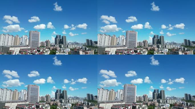 珠海前山蓝天白云城市景观