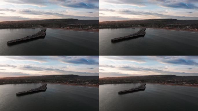 撤回无人机在加州圣克鲁斯码头和海滩的拍摄