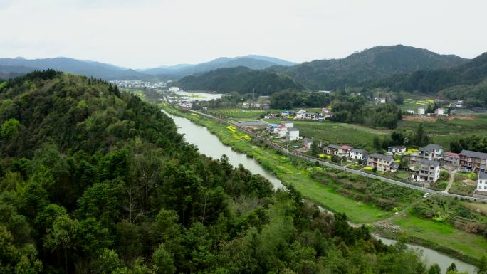 徽派建筑农村乡村航拍美丽山村祁门红茶故里