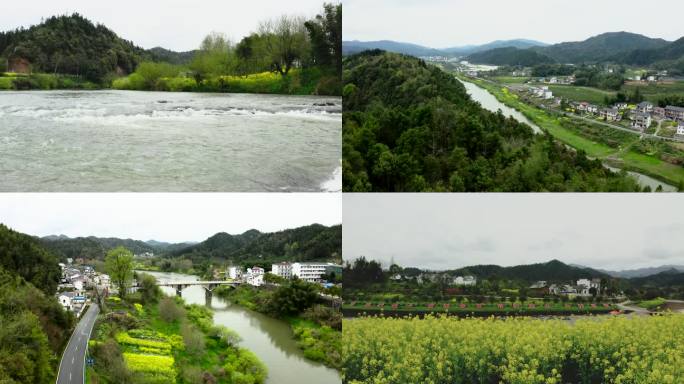 徽派建筑农村乡村航拍美丽山村祁门红茶故里