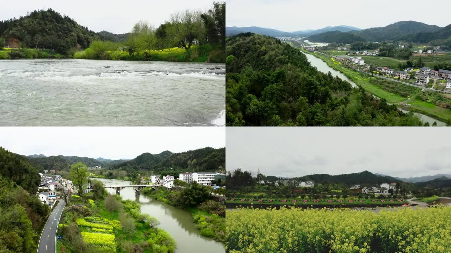 徽派建筑农村乡村航拍美丽山村祁门红茶故里