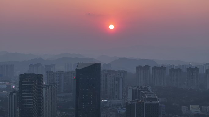 城市夕阳