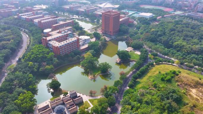 华南理工大学大学城校区航拍校园广州风景风