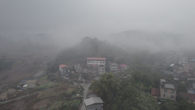 雾天 航拍  农村 宣传片 乡村  空镜