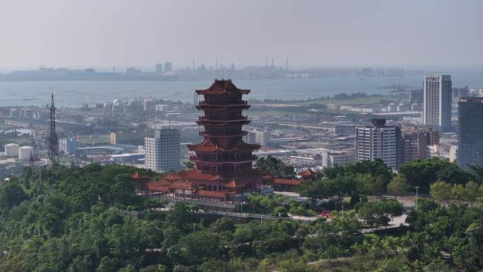 广西防城港城市风光延时航拍