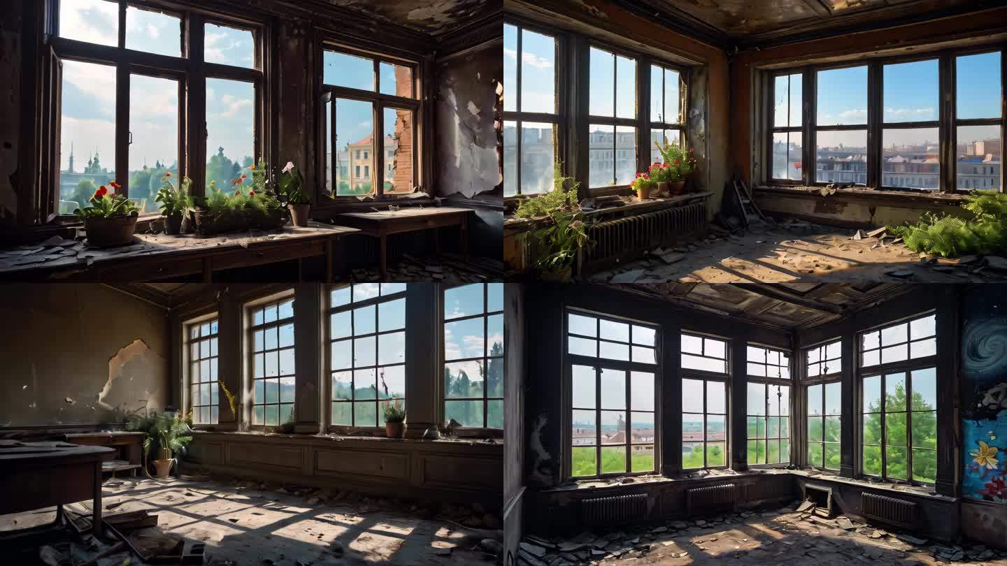 ｛合集｝废墟环境背景室内窗户意境