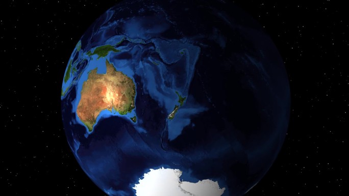 旋转的地球展示新西兰