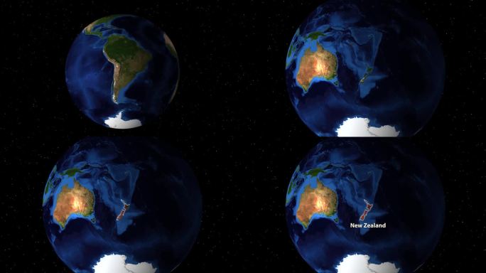 旋转的地球展示新西兰