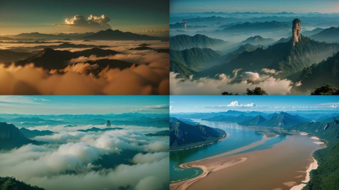 祖国大好河山山川河流壮丽山河雪山高山风光