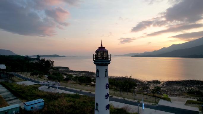 深圳白沙湾公园海上日出朝霞航拍