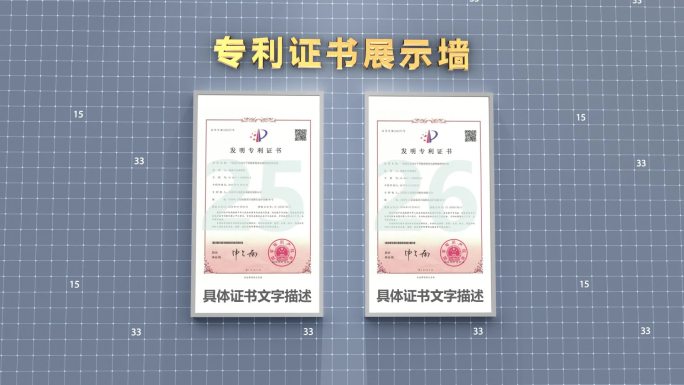 高端简洁三维e3d专利荣誉证书图片展示